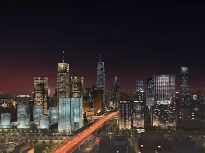 Big City Night Scene 3D model
