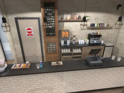 Coffee Shop Low-poly 3D model