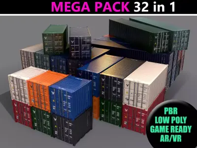 PBR 10 20 40 ft Shipping Cargo Container - Collection Pack 