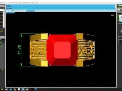 Bold Square Cut Gemstone Ring with Modern Architectural Des 4463 3D print model