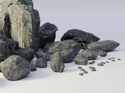 Granite Rock Pack Low-poly 3D model