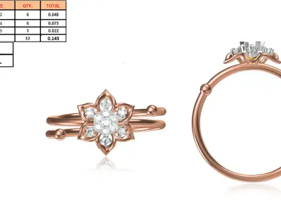 Light Weight Wedding Engagement Women Ring STL JCD Details 3D print model 19