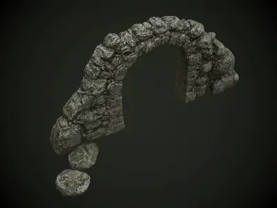 Mossy stone arch Low-poly 3D model
