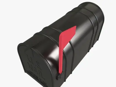 Mailbox with flag 3D model