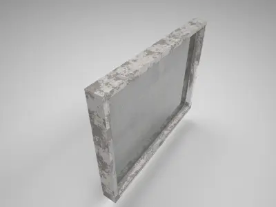 Dirty low poly simple window with scratched glass Low-poly 3D model