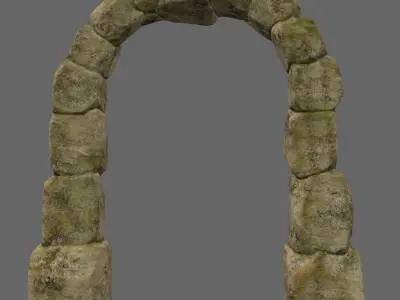 wall set 1 stone with moss Low-poly 3D model