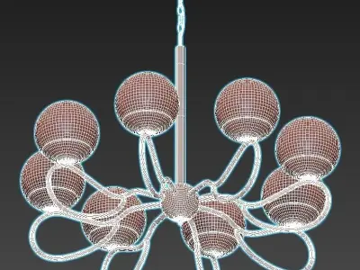 medison chandelier with glass globes and metal 3D model