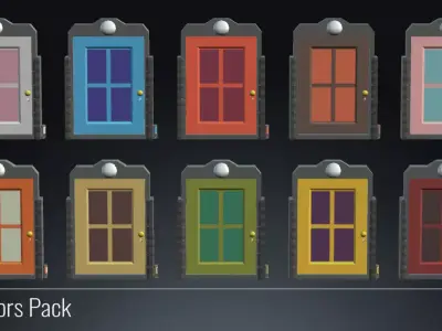 3D Lowpoly Doors Pack - Home Interior Low-poly 3D model