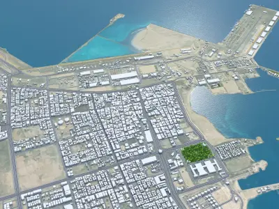 Al Jubail and Fanateer Beach Saudi Arabia Low-poly 3D model
