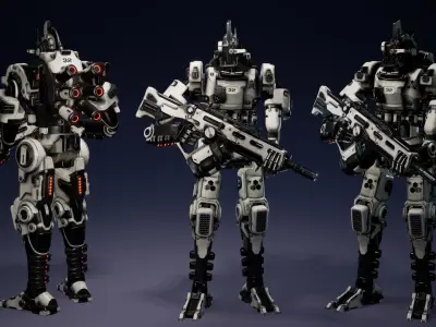 Etasphera32 lego robot holding gun Low-poly 3D model