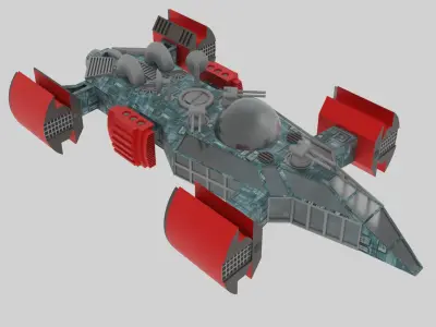 Space - T Spaceship Low-poly 3D model