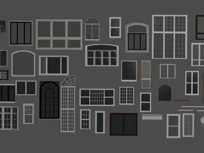 windows collection 3d models blender interior design Low-poly 3D model