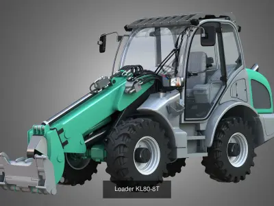 KL80-8T Loader - With 9 Front Loader Parts 3D Model Pack