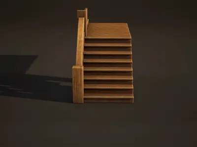 Stairs Game Ready wooden staircase Low-poly 3D model