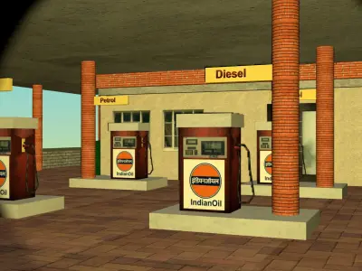 Indian Petrol Pump 3D Model 3D model
