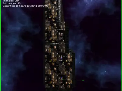 3D Sci-fi Skyscrapers Low-poly 3D model