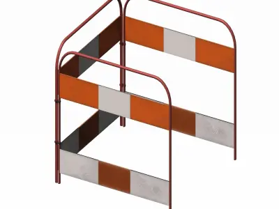 Striped metal feet traffic barrier Low-poly 3D model