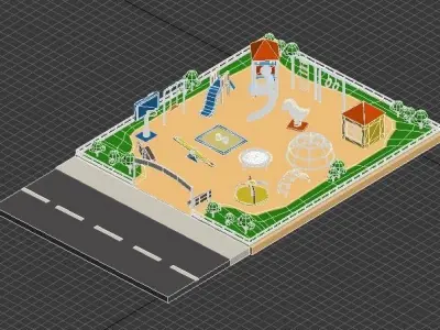 3D Isometric Playground Low-poly 3D model