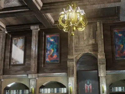 old style library interior Low-poly 3D model