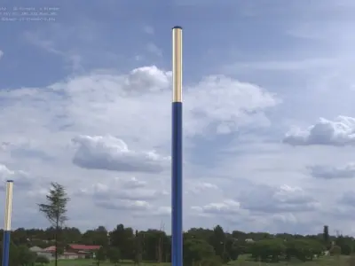 Street Light 10 Blue Low-Poly 535mm Low-poly 3D model