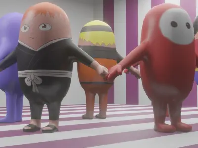 Fall Guys anime style 3D model