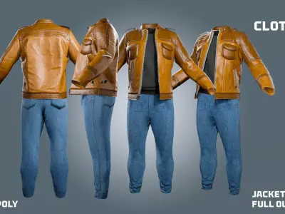 jacket and pants - clothyfic outfits Low-poly 3D model