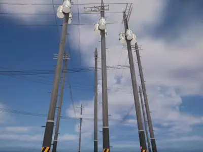 Korean Utility pole Low-poly 3D model