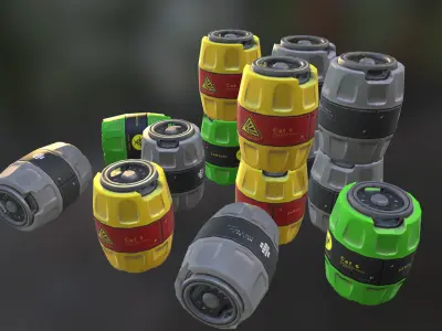 Realistic Barrels Pack PBR  Low-poly 3D model