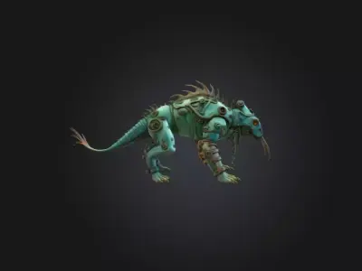 Aquatic Automaton Beast Low-poly 3D model