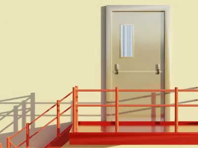 Fire Escape Staircase Exterior 3D Model - Low Poly Low-poly 3D model