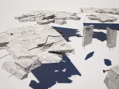  Broken Concrete Debris Low-poly 3D model