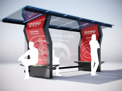 Solar Battery Bus Stop 3D model