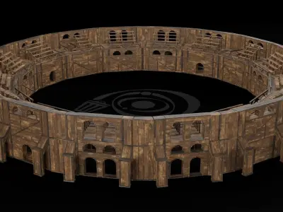 AAA Medieval Colosseum Wooden Arena 01 R Low-poly 3D model