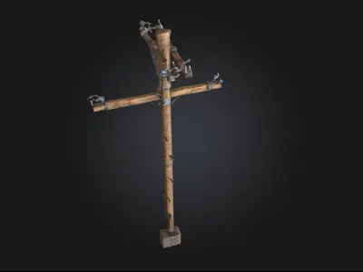 Wooden Utility Pole  Classic Infrastructure Element 3D model