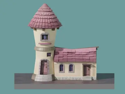 Cartoon Fantasy House Low-poly 3D model