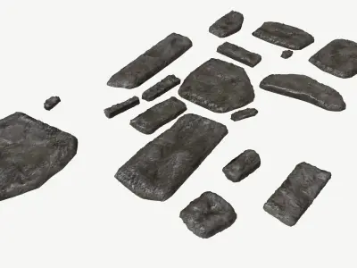 Walkway Stones Set Low-poly 3D model