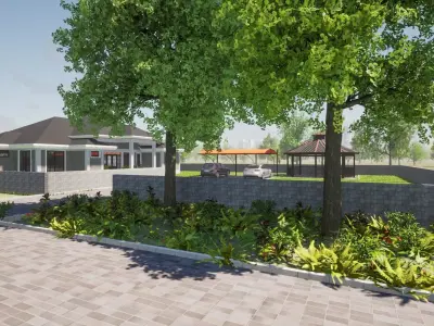 Bungalow Interior And Exterior Model Low-poly 3D model