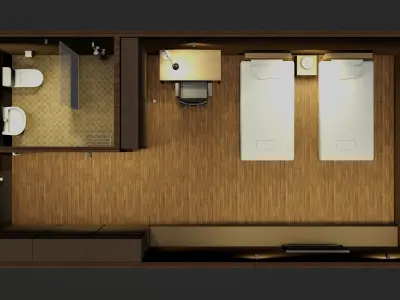 Simple bedroom plan - 2 3D model