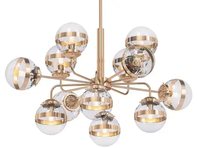 Greyson chandelier with clear glass balls and gold finish 3D model