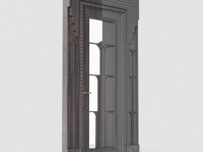 3D Door wooden in style of art deco Low-poly 3D model
