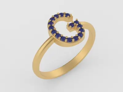 Ring with letter G 3D print model