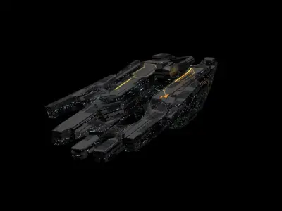 freighter space ship low poly 3D sci fi Low-poly 3D model