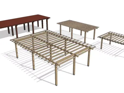Fully Parametric Wooden Pergola 3D model