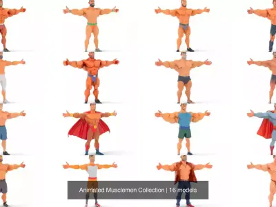 Animated Musclemen Collection 3D Model Pack