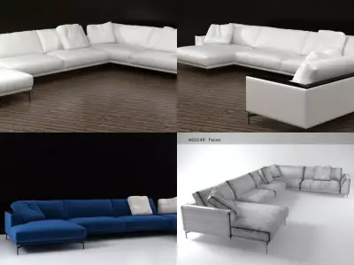 Hollywood sectional sofa 3D model