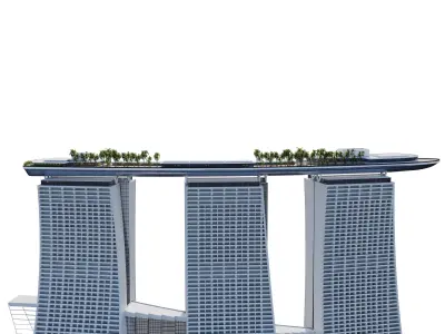 Marina bay building Low-poly 3D model
