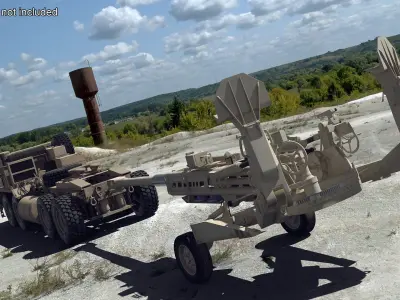  Military Oshkosh HEMTT with Artillery M777 Howitzer Rigged for Cinema 4D 