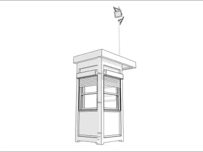 container guard booth 125cm x 125cm with roof above many formats 3D model