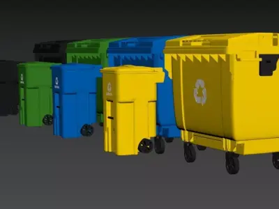 Trash Can and Dumpster 3D model