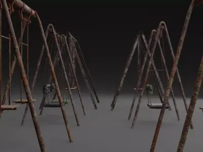 Old Rusty Swings pack set NAT Low-poly 3D model